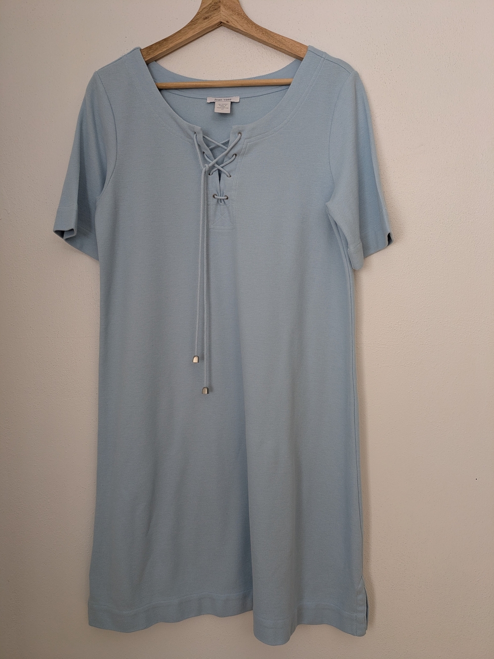 Joan Vass Pale Blue Lace-Up Midi Dress